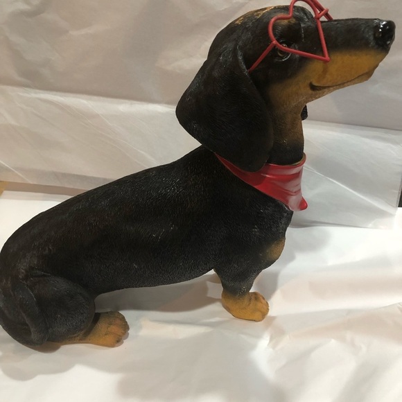 The most adorable red heart shaped glasses wearing dachshund dog puppy decor new - Picture 16 of 16